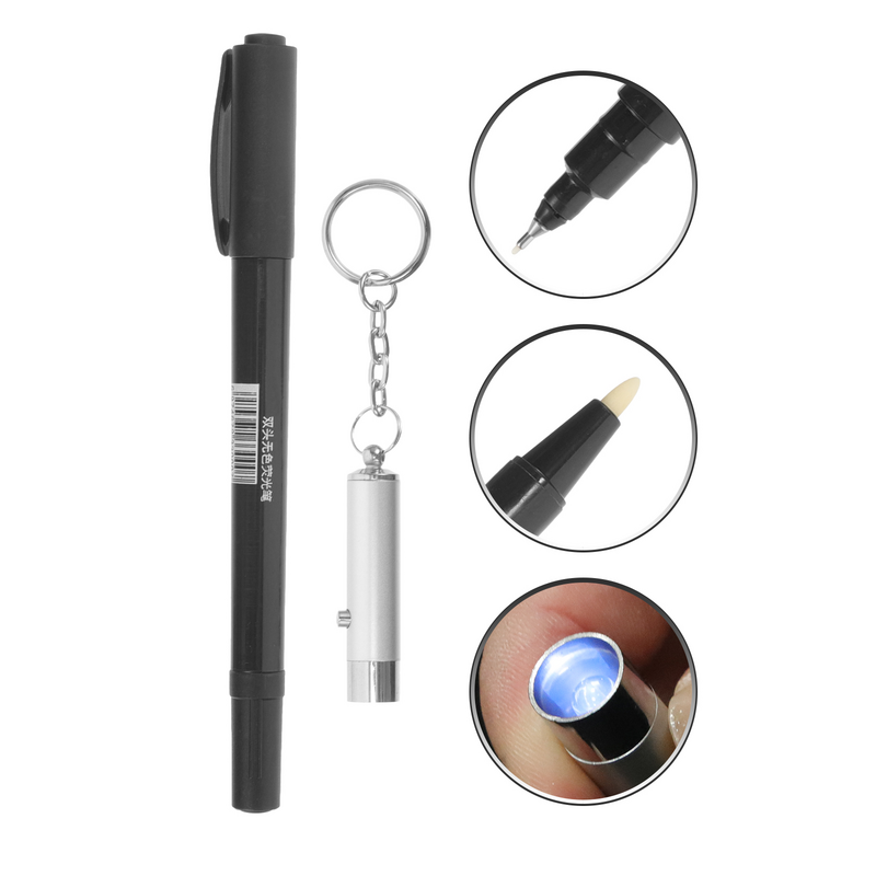 Portable Dual Ends Invisible Ink Pen Permanent Marker UV Secret Marker with Light