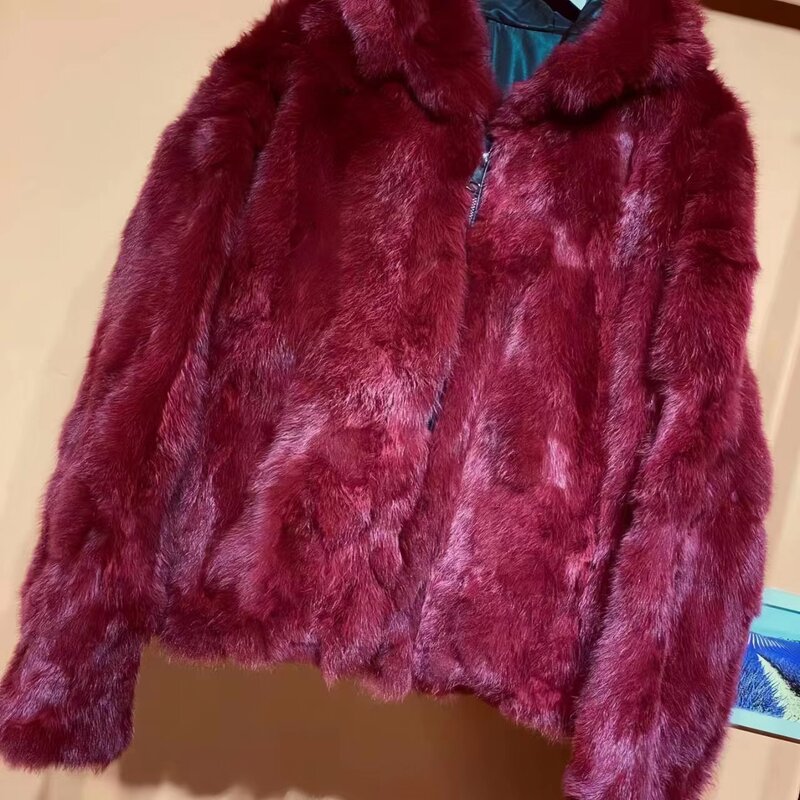 Hochwertige echte Rex Kaninchen Pelzmantel Frauen Winter neue Kapuze dicke warme lose kurze Jacke Mantel weibliche Kleidung