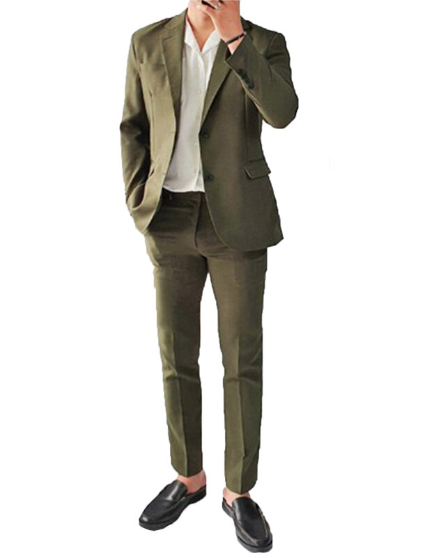 Men's Casual Suit Notch Lapel Jacket Pants Daily Homecoming Work Modern Fit Outfits