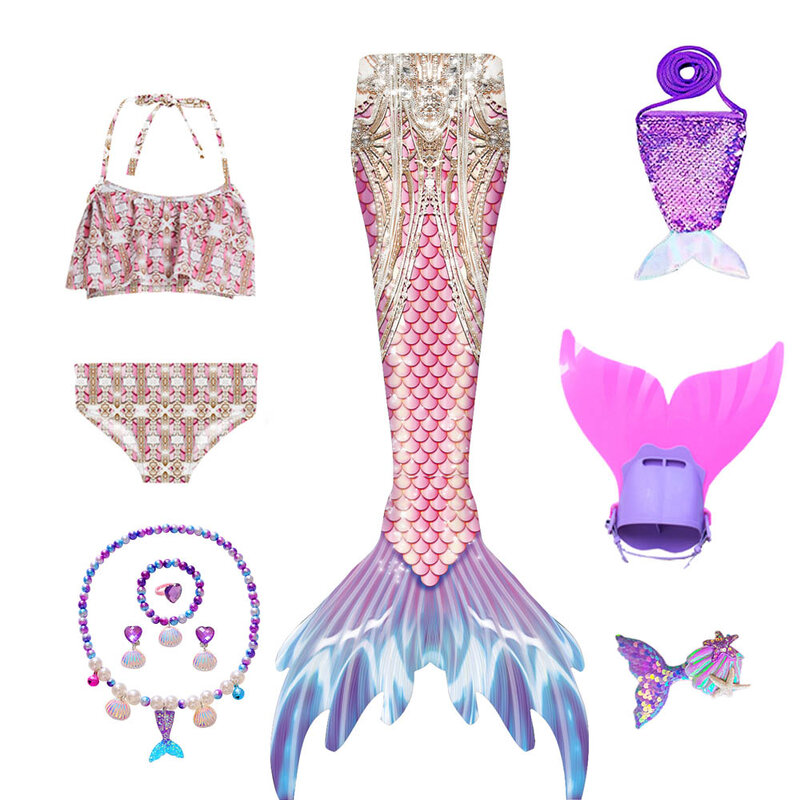 Costume de Sirène de Natation pour Enfant, Bikini de Plage, Maillot de Bain, Cosplay, Possibilité d'Ajouter une Monopalme, T64.Bol, 2023
