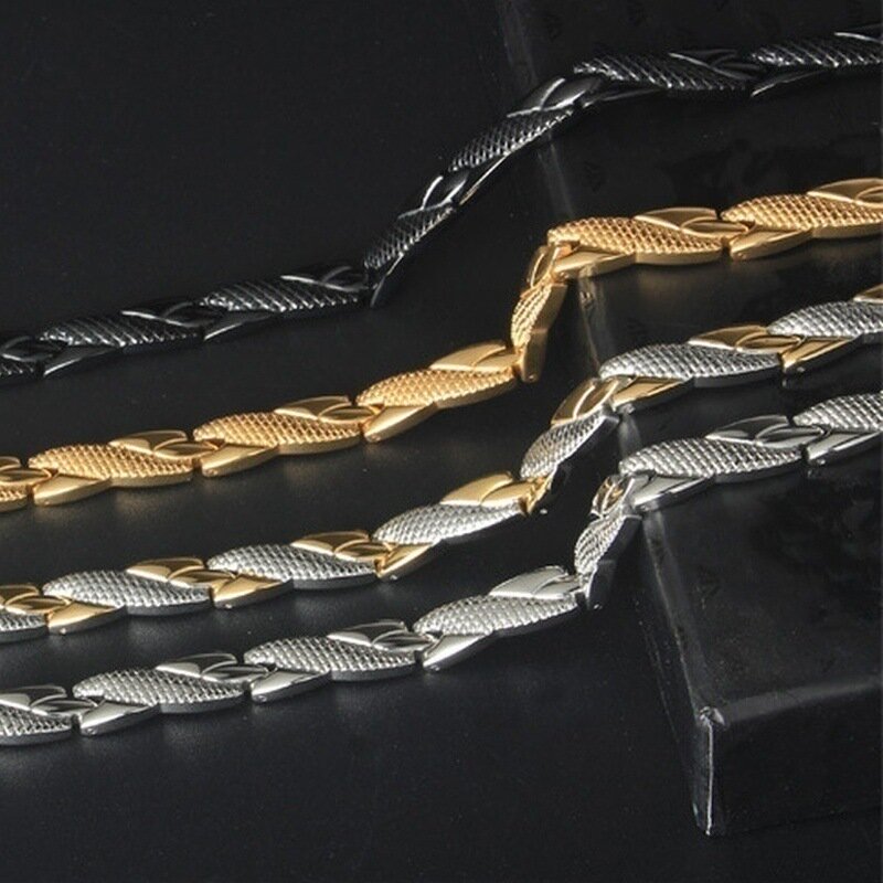 Gelang pasangan mode sederhana baru 2024, perhiasan gelang pria wanita Stainless Steel emas