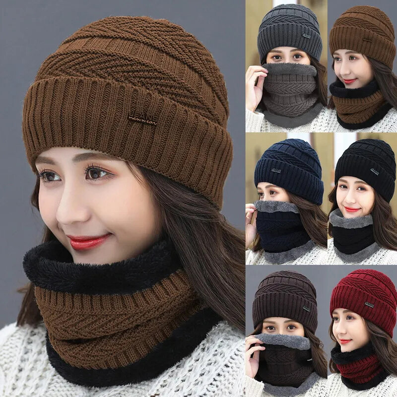 2 шт./комплект, женская вязаная шапка-шарф
