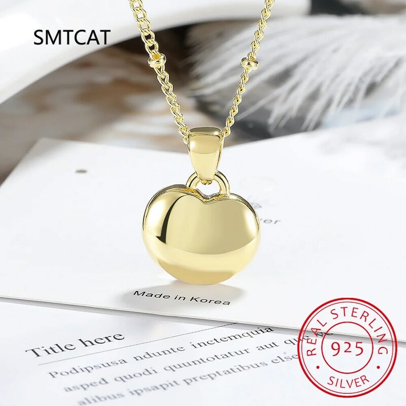 Classic 925 Sterling Silver Romantic Heart Chain Link Pendant Necklaces for Women Fine Jewelry Valentine's Day Gifts