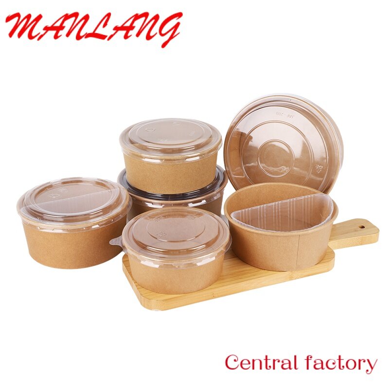 Custom  LOKYO separated tray salad disposable paper bowls food packing containers paper soup bowl with lid