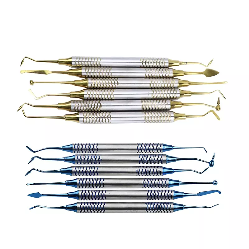 Set di spatole di riempimento in resina composita per odontoiatria GREATLH Set di restauro a doppia testa con manico spesso accessori per dentisti 6 pezzi