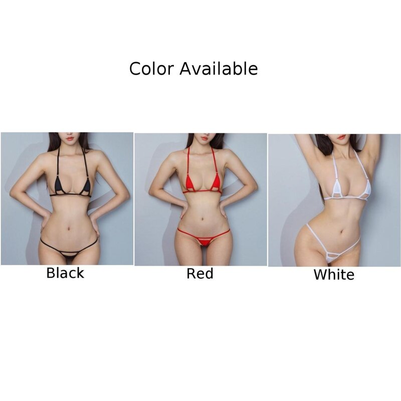 Conjunto de Bikini de tiro bajo para mujer, Tanga Sexy, traje de baño transpirable, ropa interior sin costuras, conjunto de lencería ultrafina
