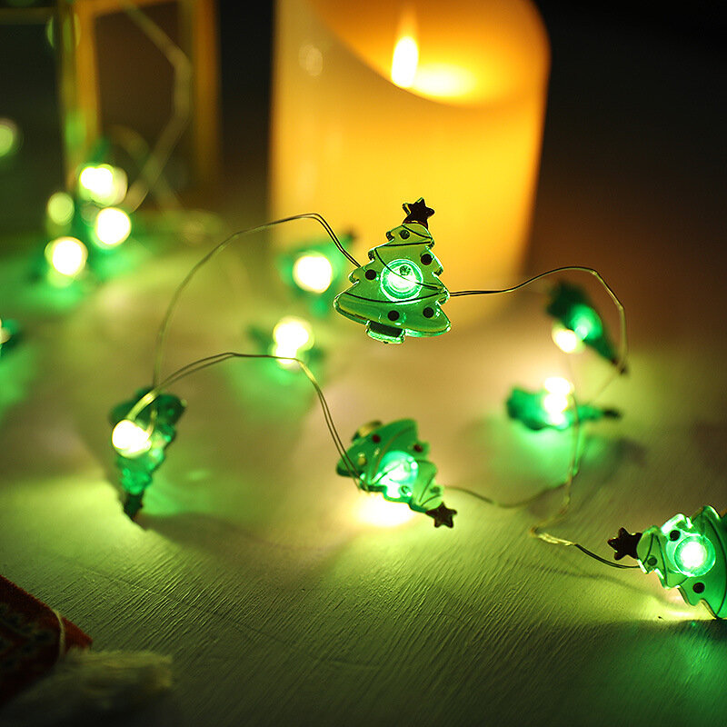 20/30/50leds decoração de natal luzes fio cobre santa boneco de neve árvore luz corda jardim conto de fadas luzes led decoração
