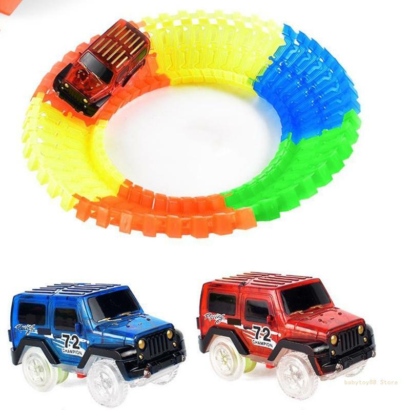 Y4UD 미끄럼 방지 레일 트랙 장난감 예비 자동차(투명 바디 포함) 유아 새해 선물