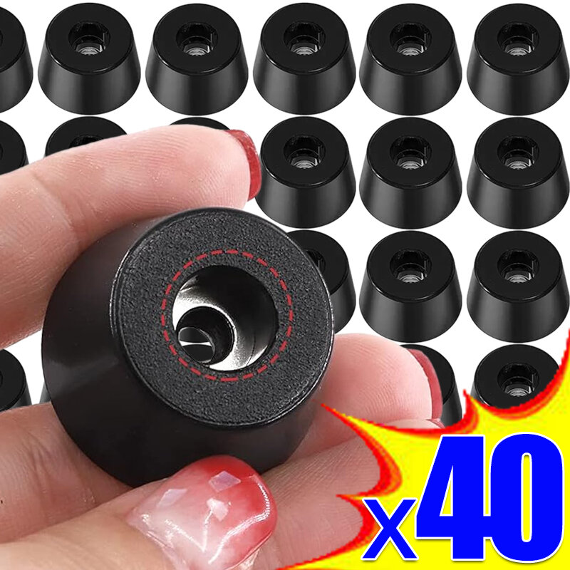 8/40pcs Anti Slip Furniture Foot Black Speaker Cabinet Bed Table Box Conical Rubber Shock Pad Floor Protector Furniture Parts