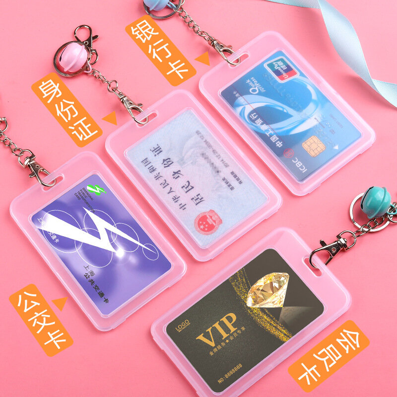Porte-cartes et badges en plastique, 2 pièces, étui avec lanière de collier, fournitures scolaires et de bureau
