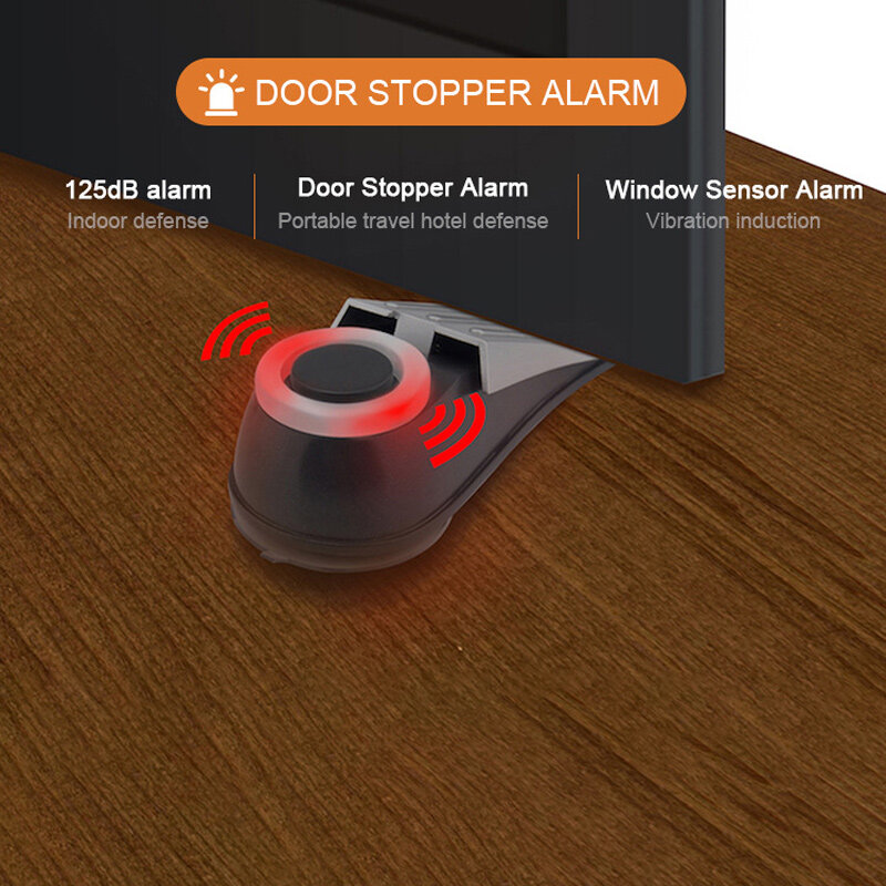 Window Vibration Alarm Hotel Door Stopper with Flashing Light Anti-theft Device Household Female Solitary Self-defense Alarm