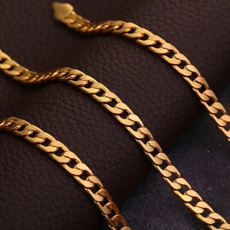 6 مللي متر 18K مطلية بالذهب قلادة مجوهرات الأزياء الرجال النساء جانبية ثعبان سلسلة قلادة 30In فام الهيب هوب مجوهرات