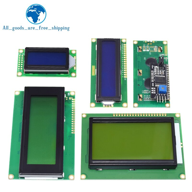 TZT-LCD1602 LCDディスプレイモジュール,青と緑の画面,16x2, 20x4文字,hd44780コントローラー,1602,2004