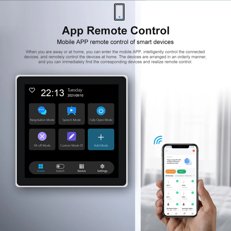Painel de controle de casa inteligente tuya multifuncional Zigbee cena inteligente interruptor de parede função Tuya Smart Life app controle remoto com tela de toque lcd de 4 polegadas relógio data temperatura exibição