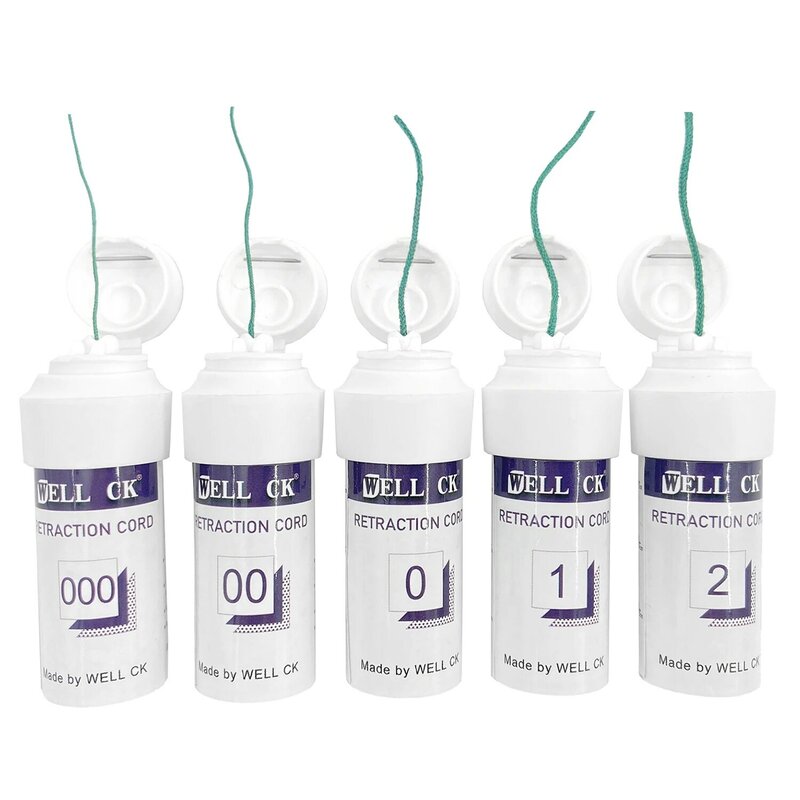 1 Bottle WELLCK Dental Thread Disposable Gingival Retraction Cord Knitted Cotton Gum Line Dentist Material 5 Sizes 0 00 000 1 2