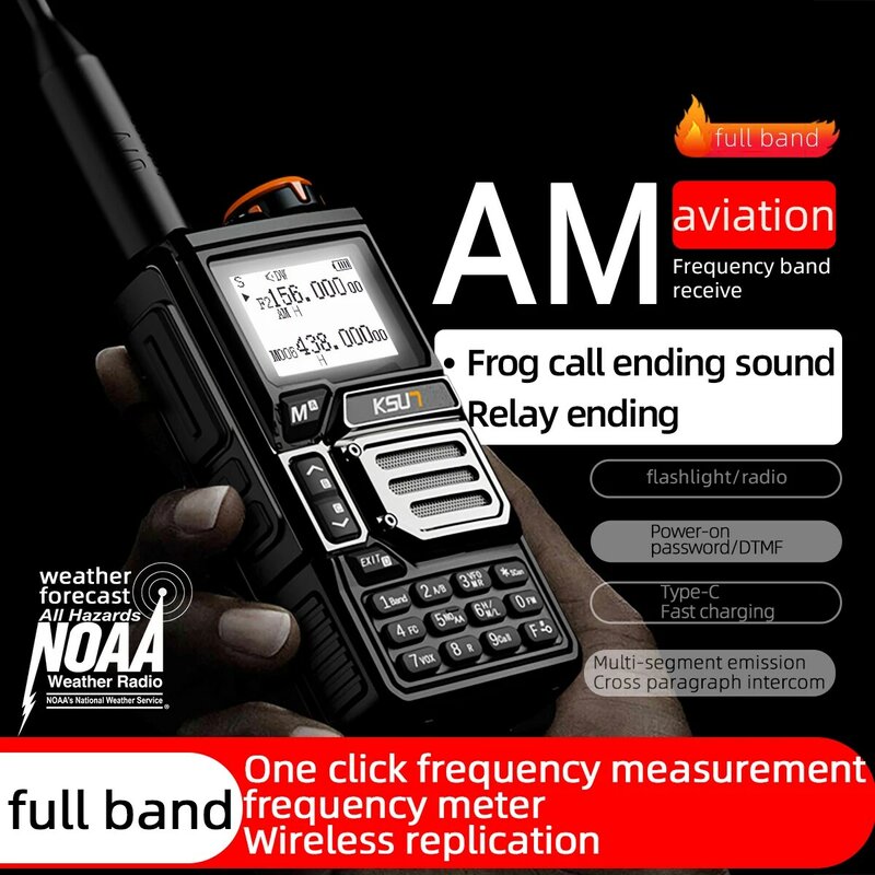 KSUN-walkie-talkie de largo alcance, intercomunicador inalámbrico UV60D, banda de aire portátil, VHF, UHF, Radio de doble banda FCC, GMRS