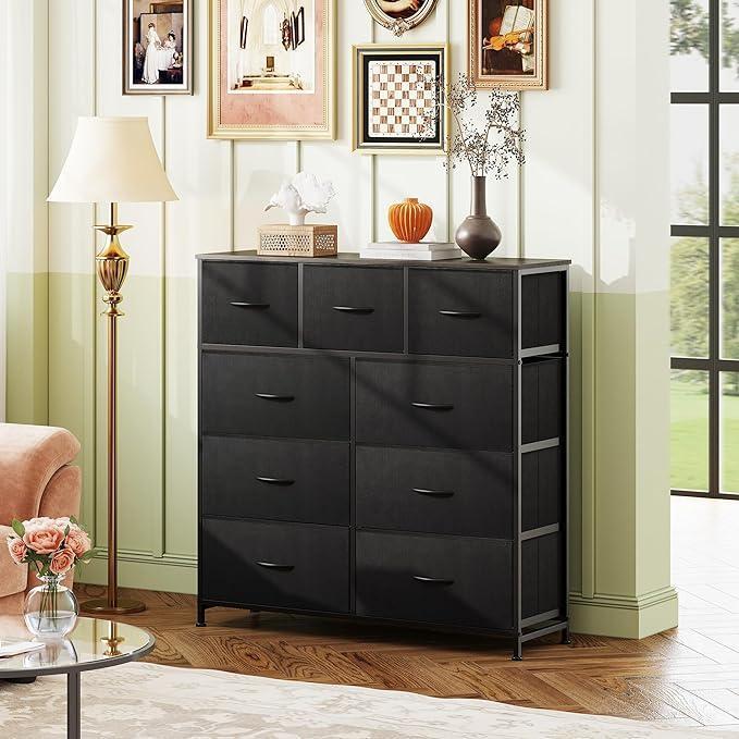 #Fabric Storage Tower for Bedroom, Hallway, Entryway, Closet, Tall Chest Organizer Unit with Fabric Bins, Steel Frame,