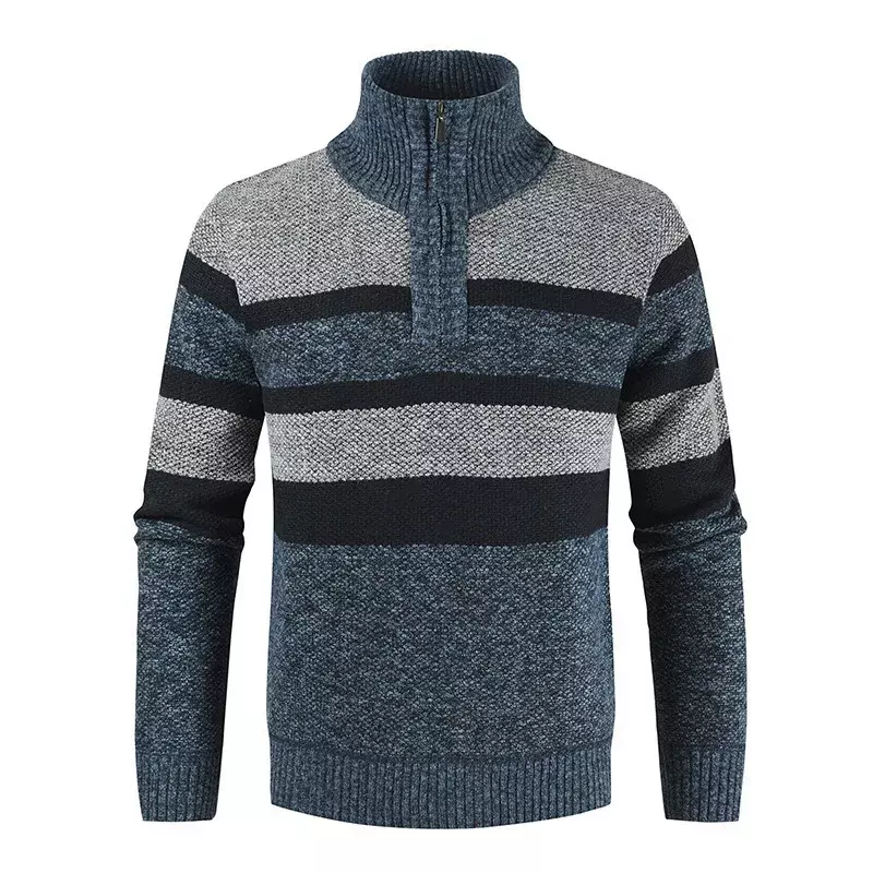 Sweater pria rajut kasual, kardigan kasmir hangat setengah ritsleting, mantel Sweater musim gugur musim dingin 2021