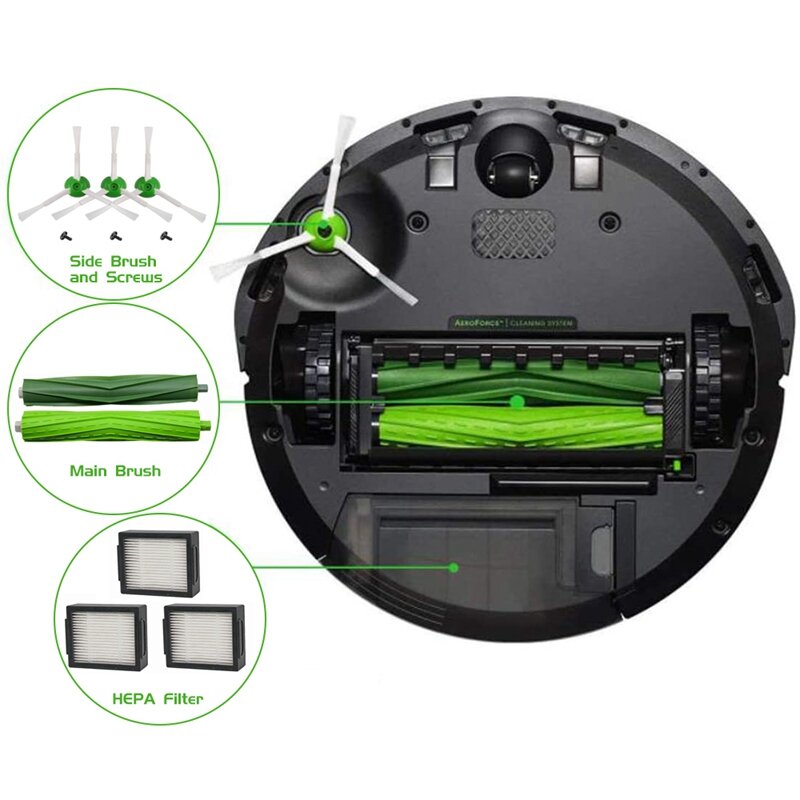 Запчасти для Irobot Roomba I7 I7 + I7 Plus E5 E6 E7, набор аксессуаров для пылесоса, боковой фильтр с щеткой