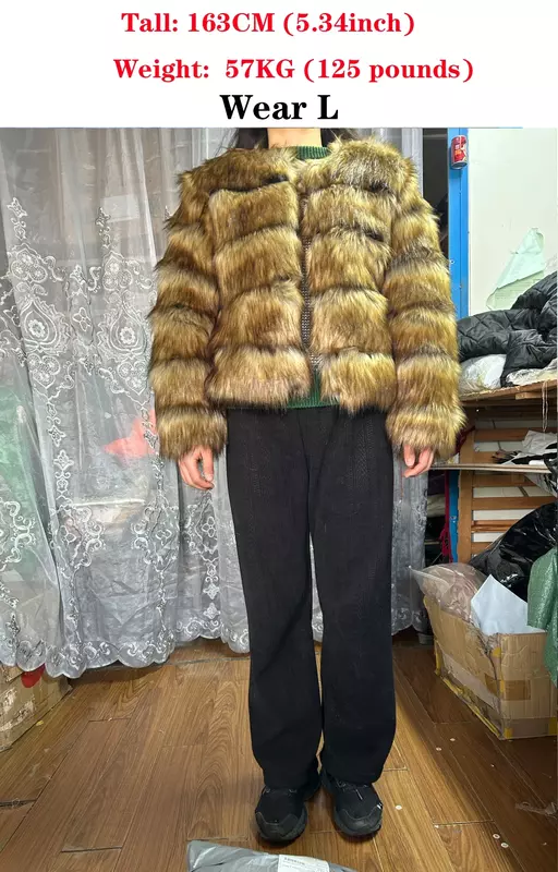 2024 Faux Raccoon Fur Coat Women Jacket Luxury Coat Women Winter Fluffy Jacket Thick Warm Furry Fur Outwear Faux Fur Coat