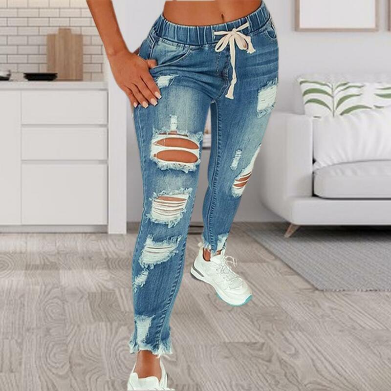 Стильные джинсовые брюки, узкие Женские однотонные универсальные джинсы, уличная одежда, джинсы-карандаш для свиданий