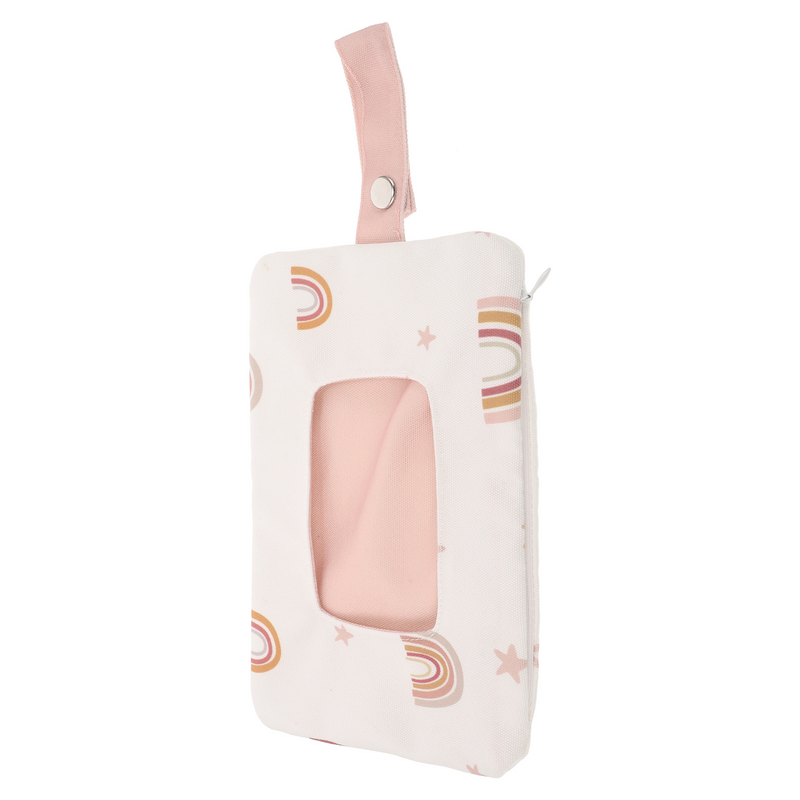 여행용 물티슈 아기 보관 가방, 리필 가능한 컨테이너 파우치, 유모차 걸이식 거치대 핑크