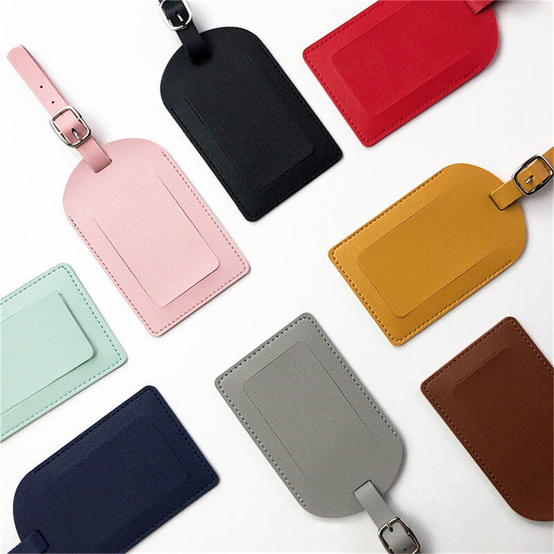 Label bagasi Fashion aksesori perjalanan kulit samak sayur pengidentifikasi koper perjalanan tas Bisnis Dekorasi Tag bagasi