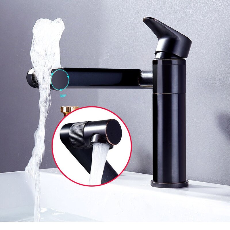 Latão torneira da pia do banheiro 360 rotativa bacia mixer guindastes de água torneira do chuveiro cabeça encanamento tapware para acessórios do banheiro
