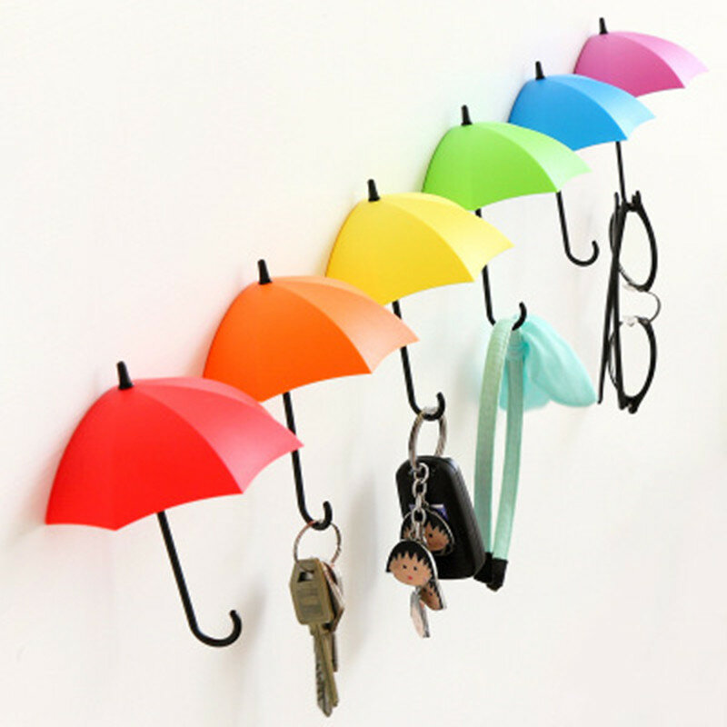 Moda 3 sztuk w kształcie parasola kreatywny wieszak na klucze Rack Home dekoracyjne uchwyt ścienny hak Organizer do kuchni akcesoria łazienkowe