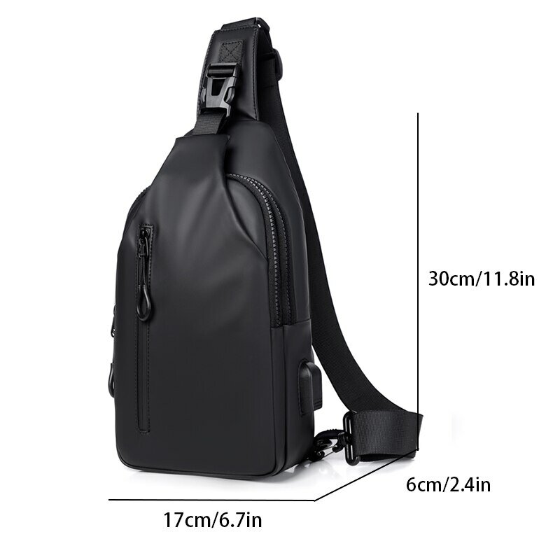 1 Usb Grande Capacidade dos homens de carregamento Multifuncional Peito Bag Moda Simples Commuter Leve Ombro Crossbody Bag