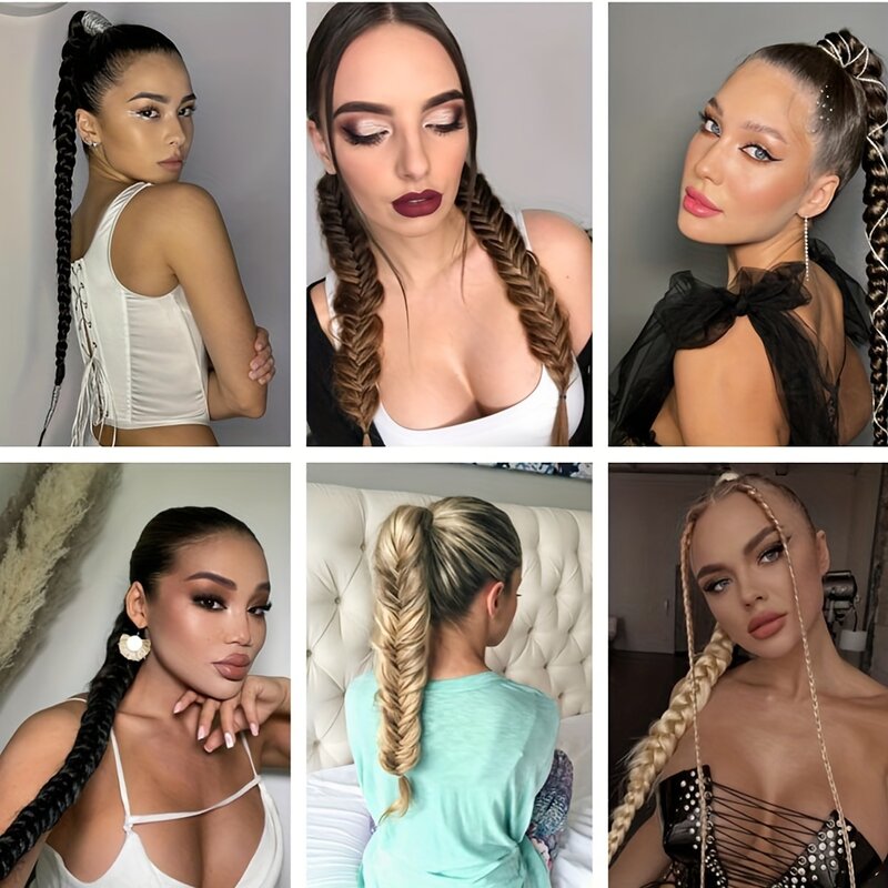 Synthetic Fishbone Braid Drawstring Ponytail Hair Extensions wigs 22inch Adjustable pony tail pigtail hair extensions for women