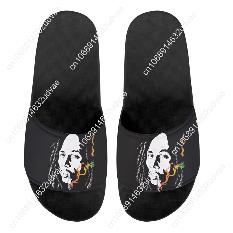 Bob-Marley Jamacia Reggae Print Men's Soft EVA Home Floor Slides Man Flip Flops Wear-resistant Slippers Unisex Flats