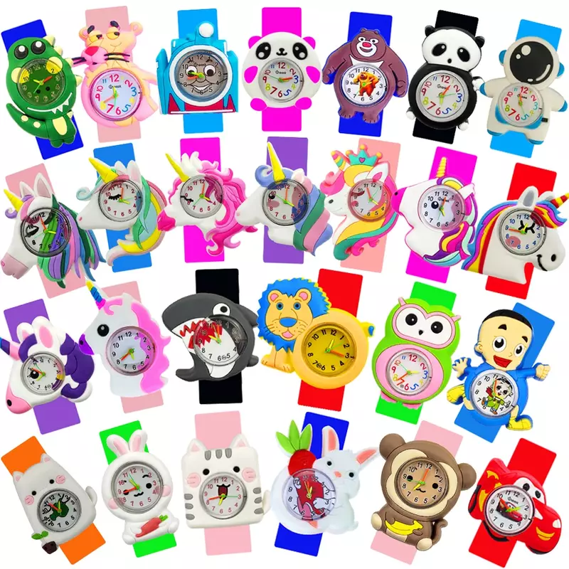 2022 novas crianças assistir gato dos desenhos animados/macaco/golfinho/panda brinquedo crianças relógios de quartzo do bebê unicórnio pônei relógio menino menina presente aniversário