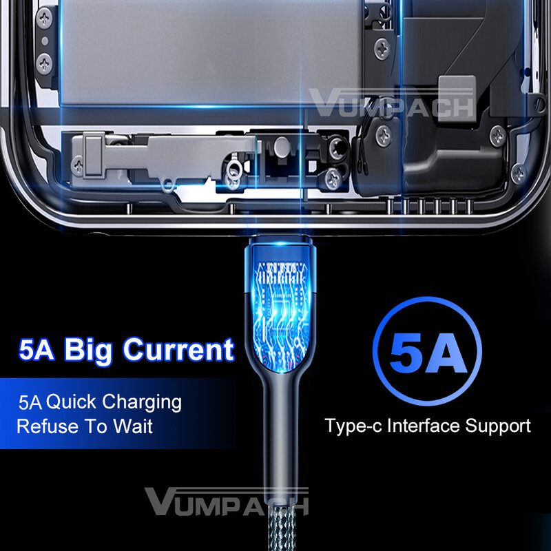 Cable de datos de carga rápida usb tipo c para Samsung s21, s20, A51, xiaomi mi 10, redmi note 9s, 8t