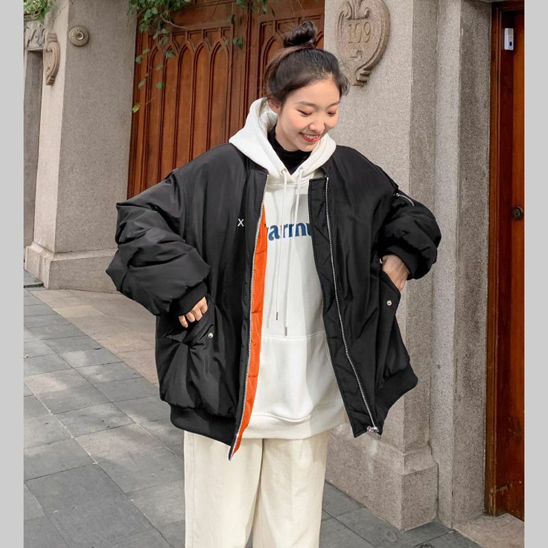여성용 야구 퀼트 재킷, 하라주쿠 패션, 한국 스트리트웨어, 오버사이즈 퍼퍼 재킷, 따뜻한 봄버 아우터, 2023 겨울 신상
