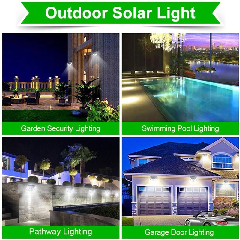Pirモーションセンサー付きソーラーLEDウォールライト,防水,3つの照明モード,屋外照明,庭に最適,168/126/100LED。
