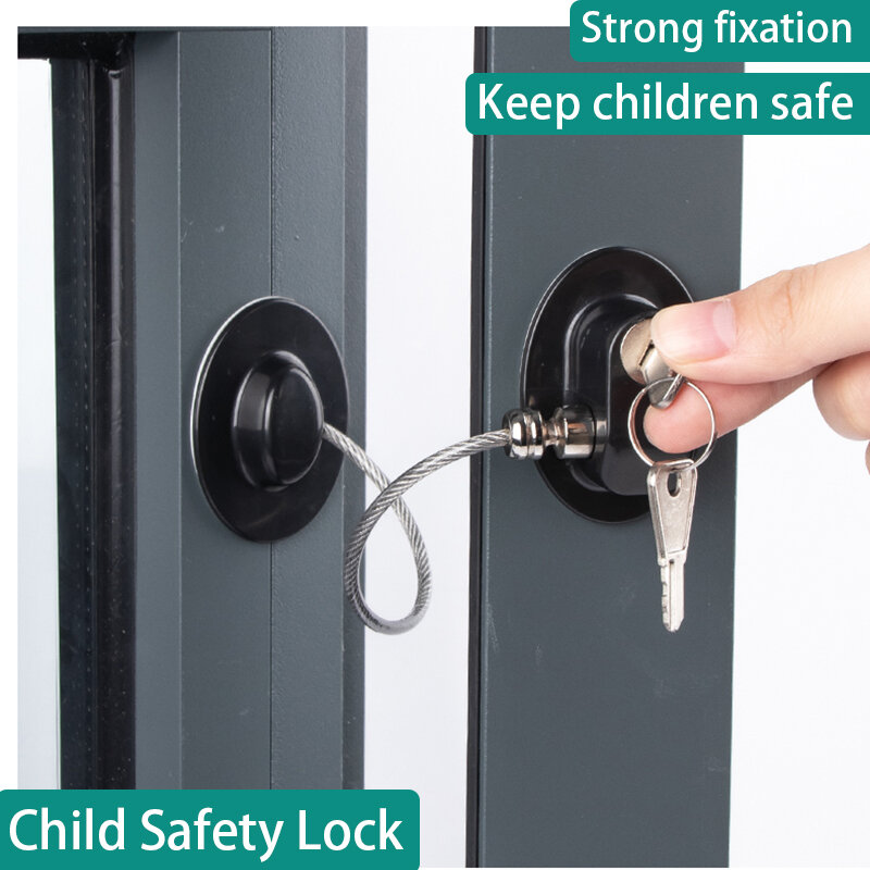 Kunci Pengaman Anak Kabinet Kulkas Kunci Pintu Baja Nirkarat Kabel Perlindungan Anak Bayi Rumah Kunci Jendela Fiksasi Kuat