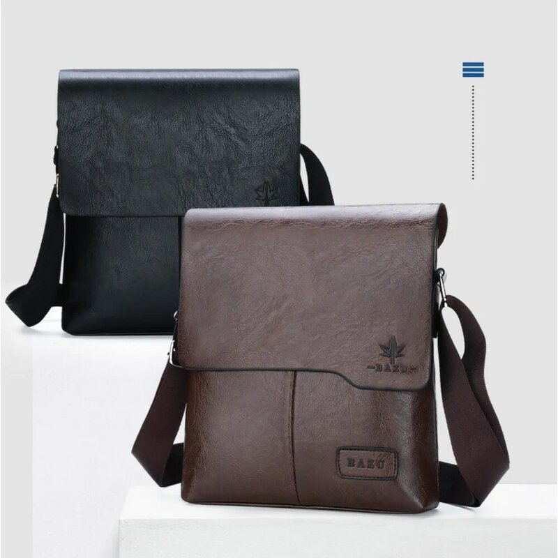 Винтажная мужская сумка-мессенджер 2024, повседневная мужская сумка через плечо, вместительный деловой портфель из искусственной кожи, сумки на плечо