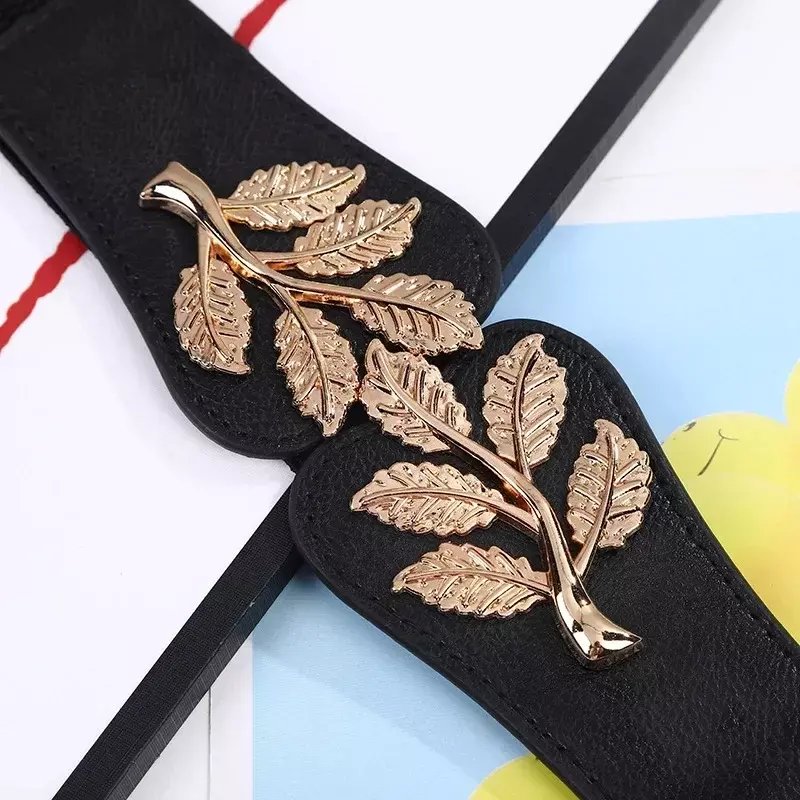 2024 nowy pasek dekoracyjny do sukni dla kobiet z prostą elastyczną talią koreański elastyczny pas w kształcie liścia