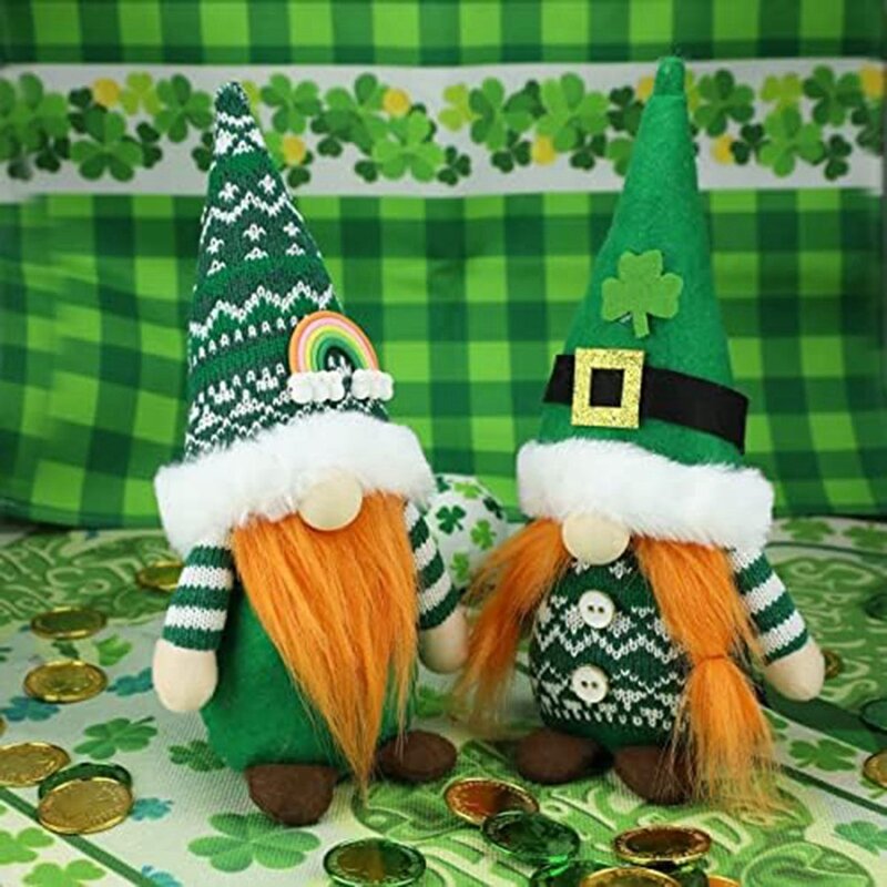 St Patricks Day Gnomes Set Of 2 St Patrick's Day Gifts, Faceless Elderly Irish Festisval Hanging Ornament For Home Decor
