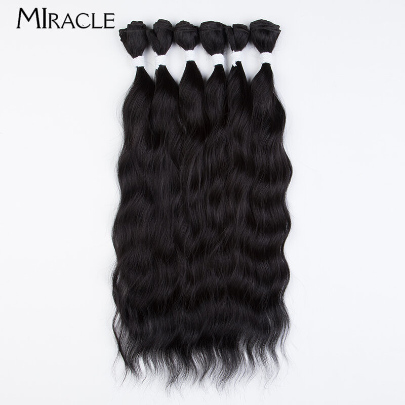 MIRACLE-extensiones de cabello Artificial para Cosplay, mechones de pelo largo sintético ondulado de 20 pulgadas, 6 piezas