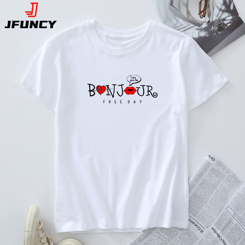 JFUNCY-Camiseta de gran tamaño para mujer, camisetas de moda para mujer, Tops de manga corta, camiseta de verano, ropa Harajuku para mujer