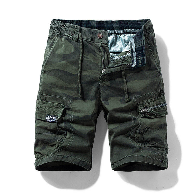 Pantalones cortos de camuflaje para hombre, Shorts de algodón con múltiples bolsillos, informales, de talla grande, a la moda, para primavera y verano