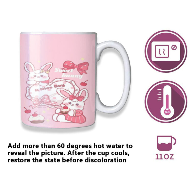 Cute Bunny Cartoon Ceramic Coffee Mugs Color Change Tea Cup Milk Cups Interesting Gifts