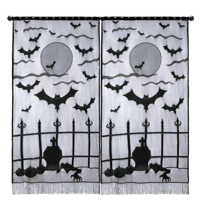 Дверная занавеска «летучая мышь» на Хэллоуин, дверная занавеска с маленьким призраком для ползания, Черная кружевная занавеска с кисточкой, декоративные принадлежности для дома на Хэллоуин