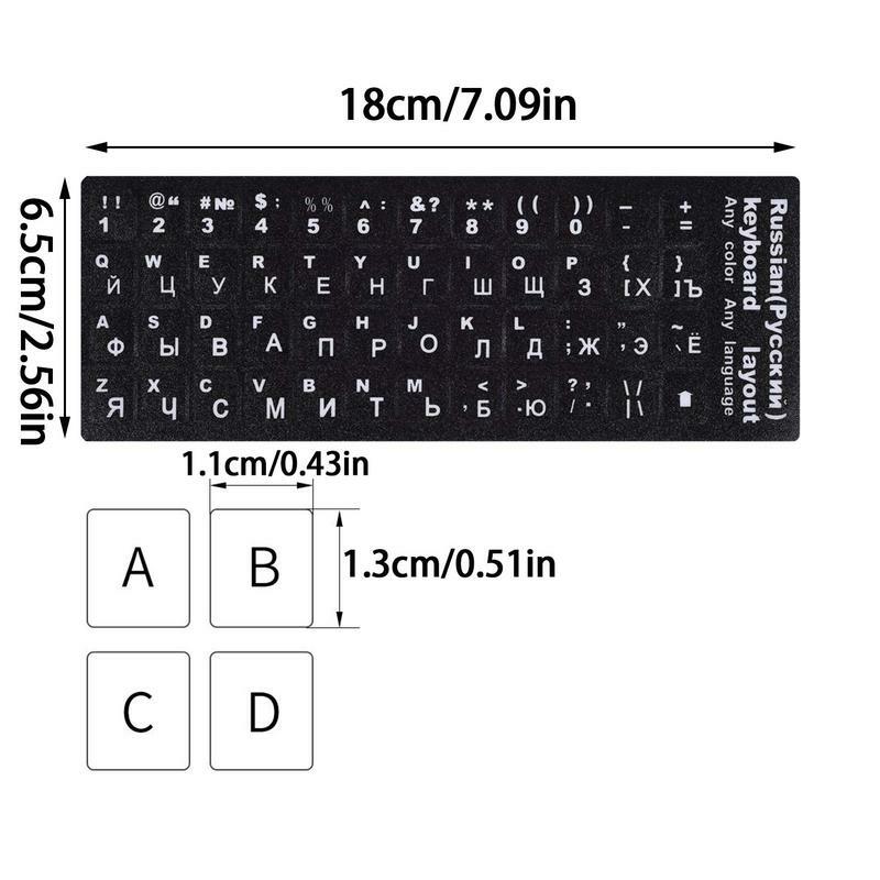 Cubierta estándar de larga duración para teclado, pegatinas de idioma ruso, diseño de letras para ordenador portátil de botón, accesorios