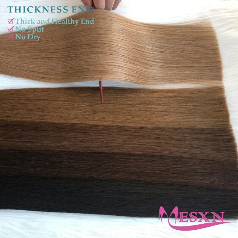 MESXN-Extension de Cheveux Lisses de Haute Qualité, Capsule de Cheveux Humains Européens, KerBrian Natural ktoptics Calculés