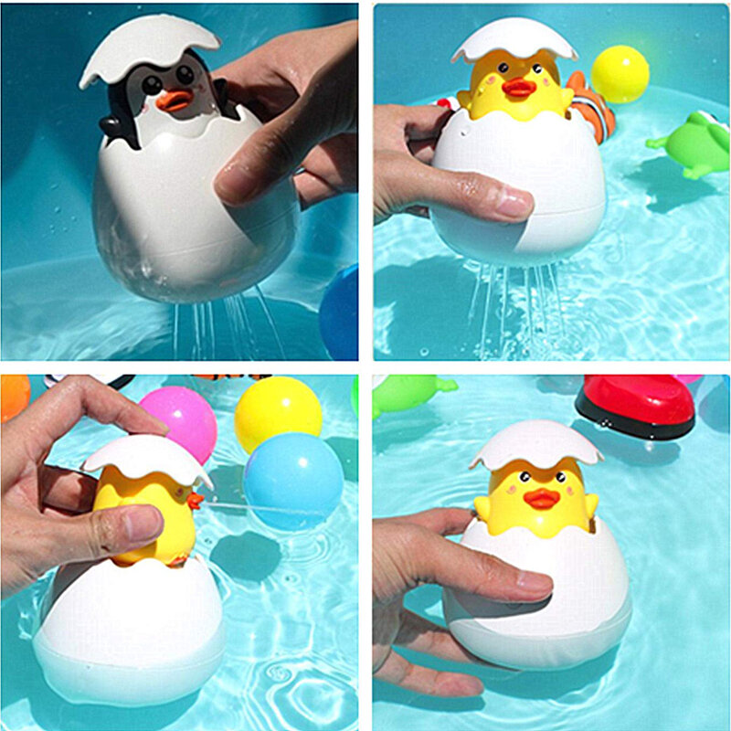 Giocattolo per il bagno del bambino uovo di pinguino per bambini irrigatore a spruzzo d'acqua bagno spruzzatore doccia giocattolo bambini nuoto acqua giocattoli a orologeria