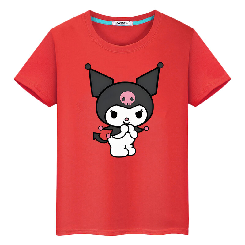 Kulomi Print 100%Cotton T-shirt Anime Tees boys girl clothes Cute Tops Summer Sanrio Short pride tshirt y2k one piece kids gift