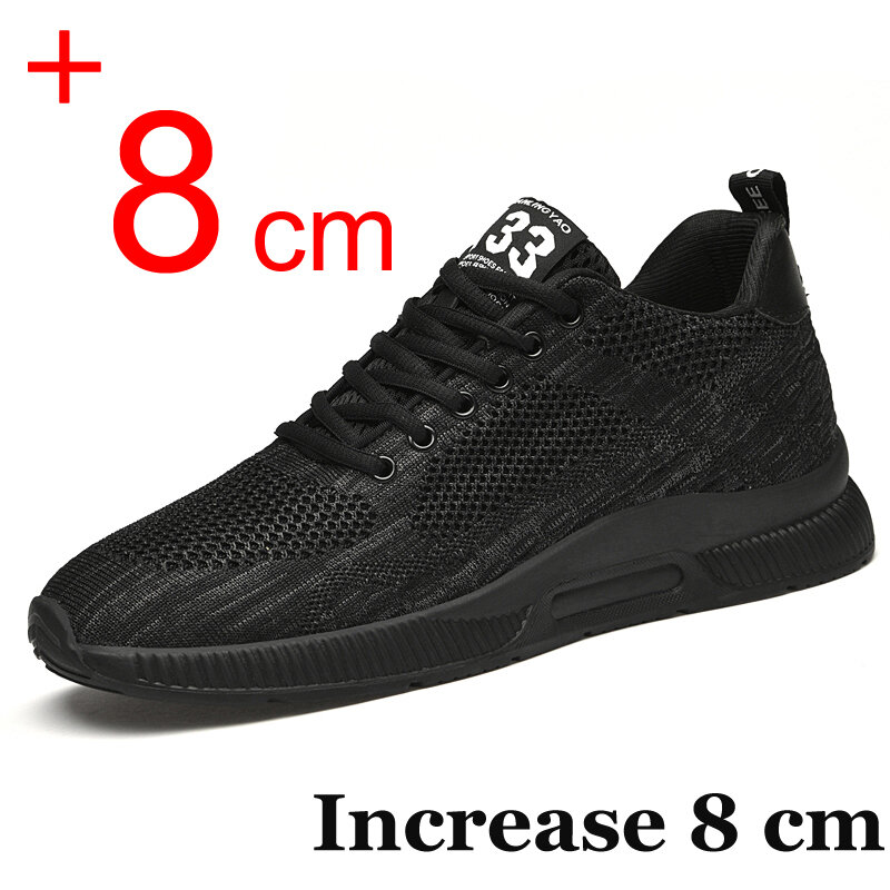Sepatu kets lift untuk pria, sepatu Sneakers olahraga hak tersembunyi tembus udara sol peninggi 6CM, sepatu tinggi kasual 48 untuk pria